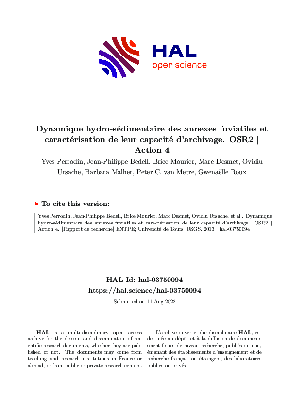 (PDF) Dynamique hydro-sédimentaire des annexes fuviatiles et ...