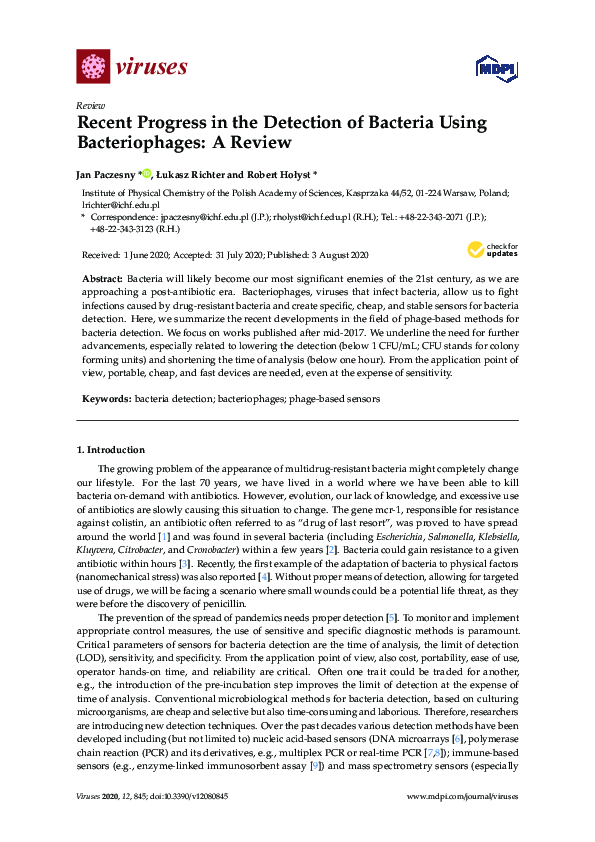 (PDF) Recent Progress in the Detection of Bacteria Using Bacteriophages ...