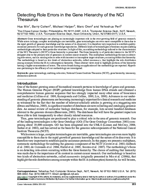 (PDF) Detecting Role Errors in the Gene Hierarchy of the NCI Thesaurus