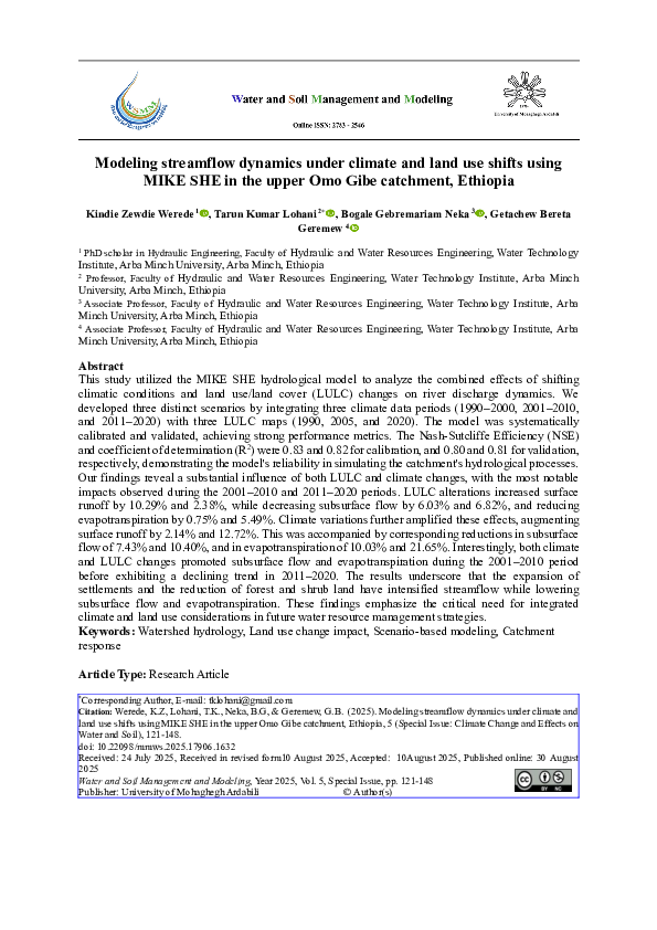 (PDF) Modeling streamflow dynamics under climate and land use shifts ...