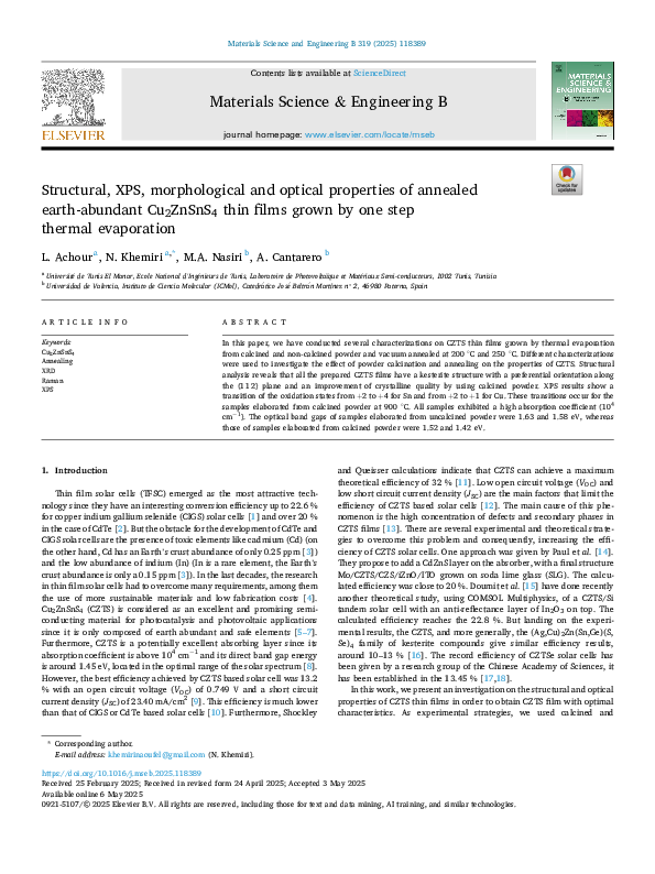 (PDF) Structural, XPS, morphological and optical properties of annealed ...