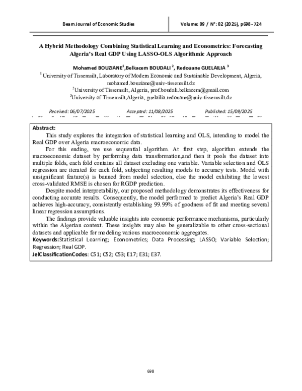 (PDF) A Hybrid Methodology Combining Statistical Learning and ...