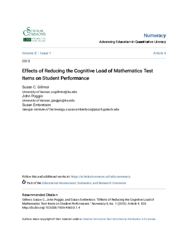 (PDF) Effects of Reducing the Cognitive Load of Mathematics Test Items ...