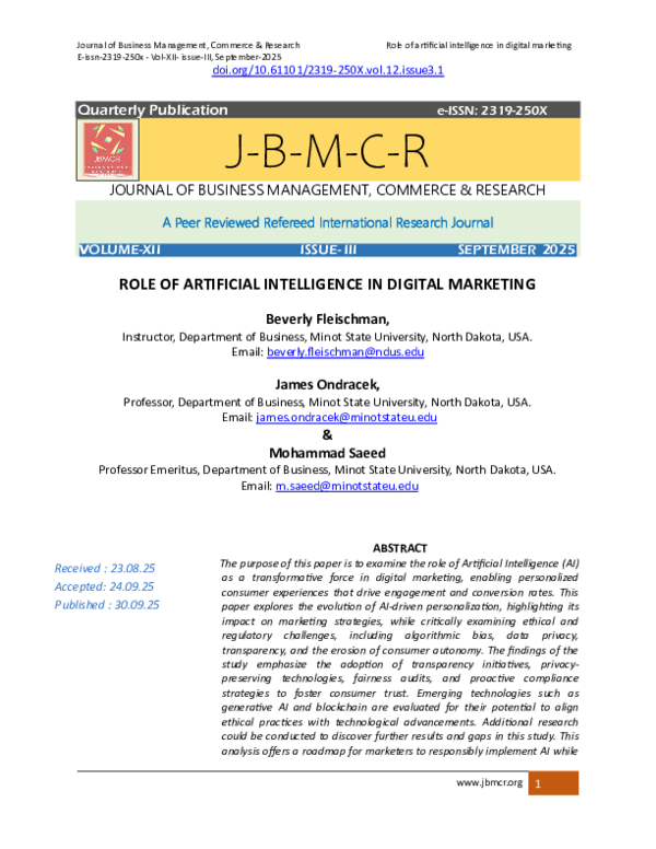 (PDF) Role of Artificial Intelligence in Digital Marketing
