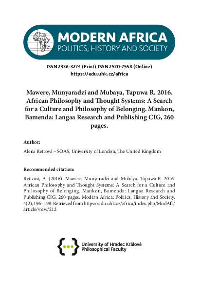 (PDF) Mawere, Munyaradzi and Mubaya, Tapuwa R. 2016. African Philosophy ...