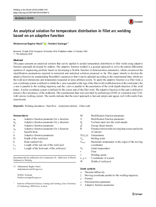 (PDF) An analytical solution for temperature distribution in fillet arc ...