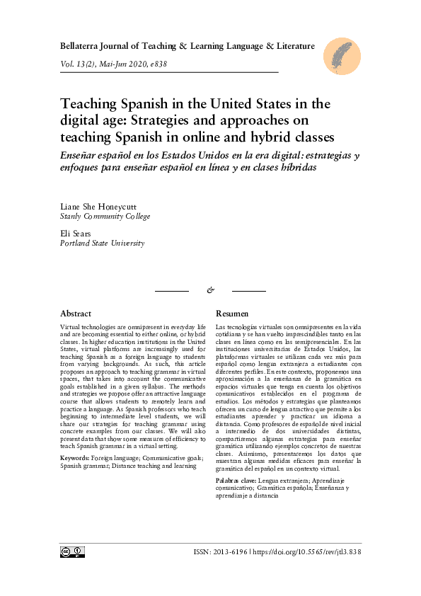 (PDF) Teaching Spanish in the United States in the digital age ...