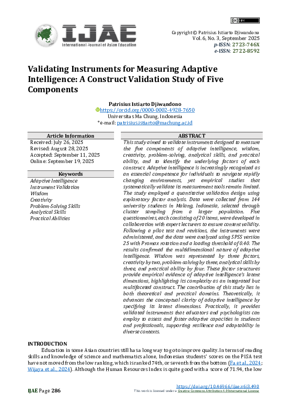 (PDF) Validating Instruments for Measuring Adaptive Intelligence: A ...