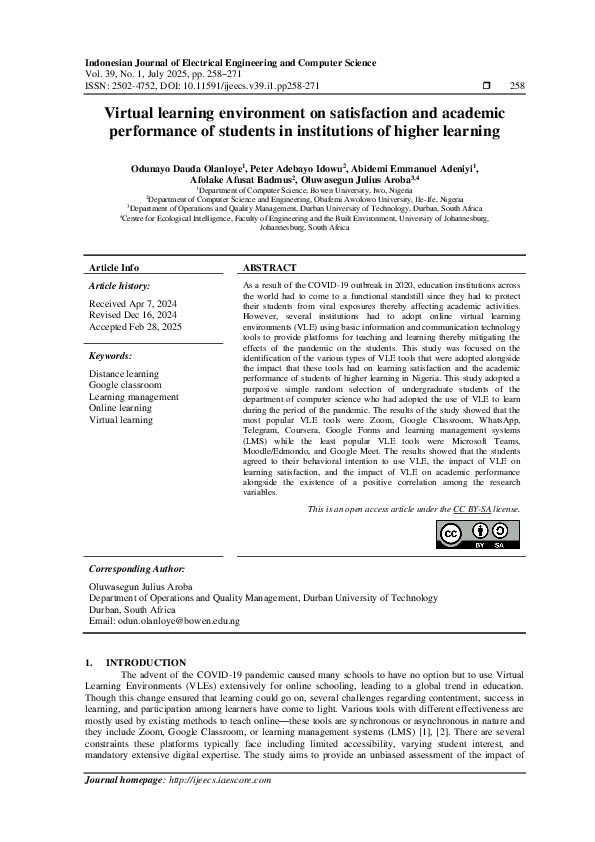 (PDF) Virtual learning environment on satisfaction and academic ...