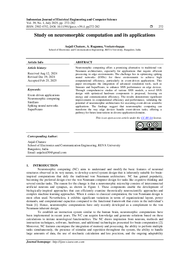 (PDF) Study on neuromorphic computation and its applications