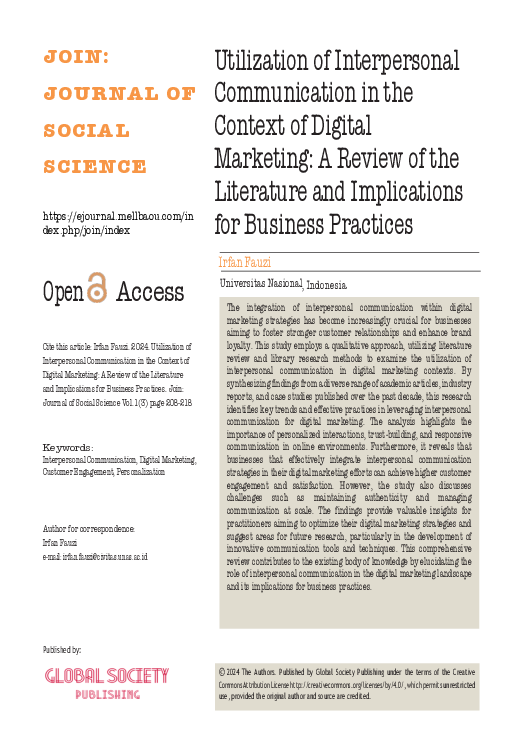 (PDF) Utilization of Interpersonal Communication in the Context of ...