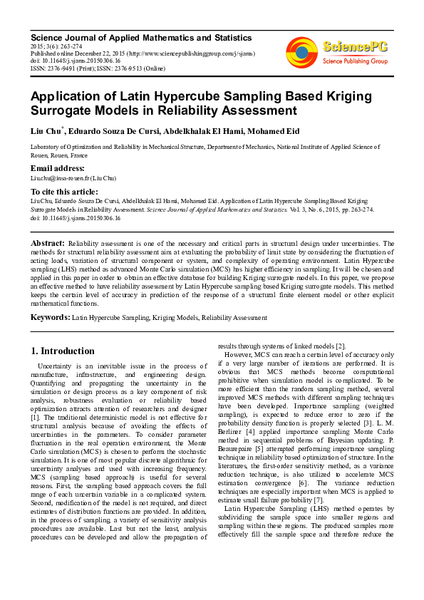 (PDF) Application of Latin Hypercube Sampling Based Kriging Surrogate ...
