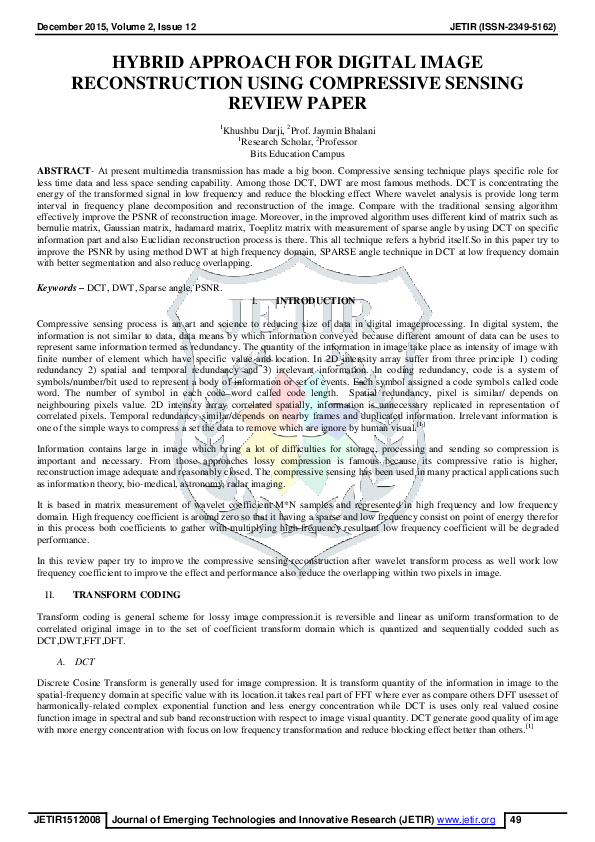 (PDF) Hybrid Approach for Digital Image Reconstruction Using ...