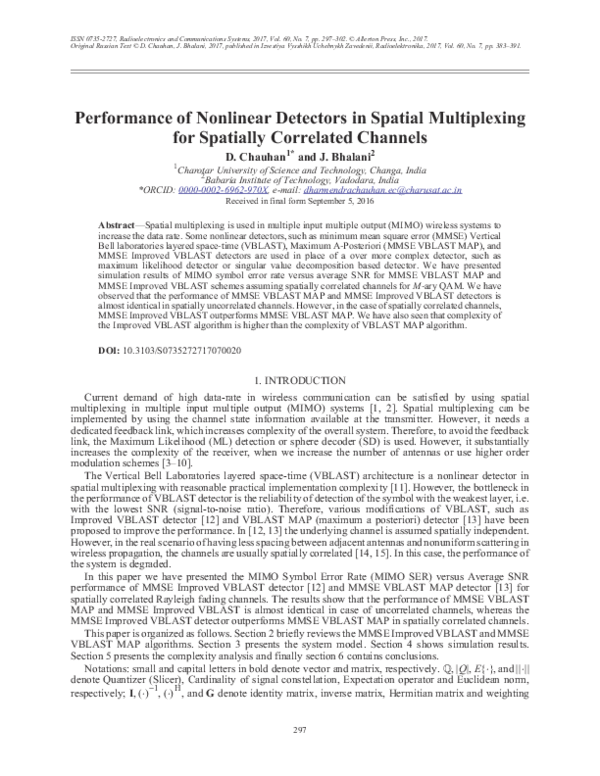 (PDF) Performance of nonlinear detectors in spatial multiplexing for ...