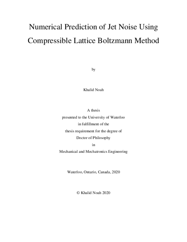 (PDF) Numerical Prediction of Jet Noise Using Compressible Lattice ...