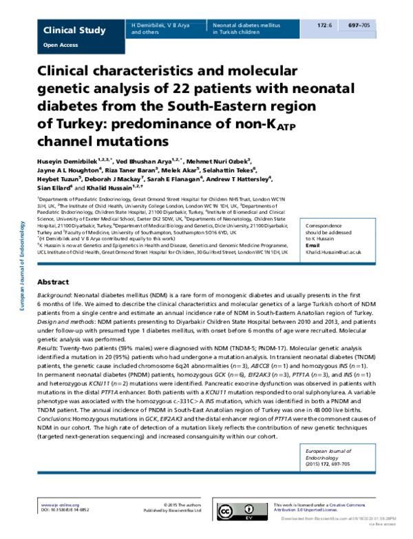(PDF) Clinical characteristics and molecular genetic analysis of 22 ...