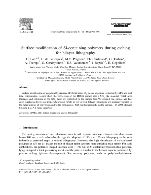 (PDF) Surface modification of Si-containing polymers during etching for ...