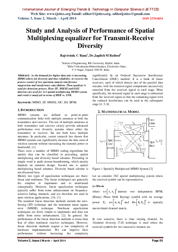 (PDF) JMR April 2014 Journal Study and Analysis of Performance of ...