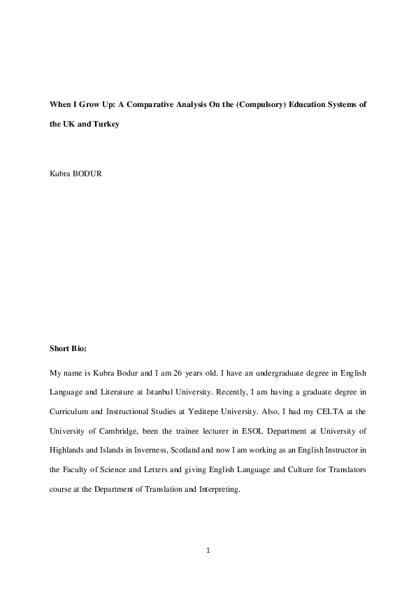 (PDF) When I Grow Up: A Comparative Analysis On the (Compulsory ...