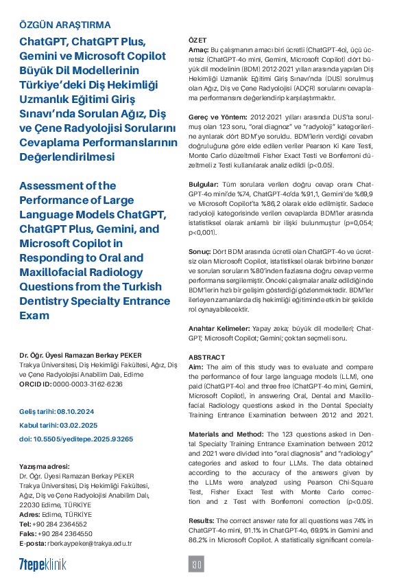 (PDF) Assessment of the Performance of Large Language Models ChatGPT ...