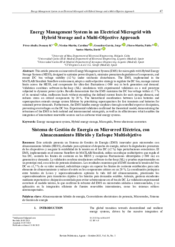 (PDF) Energy Management System in an Electrical Microgrid with Hybrid ...