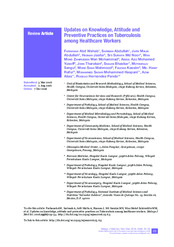 (PDF) Updates on Knowledge, Attitude and Preventive Practices on ...
