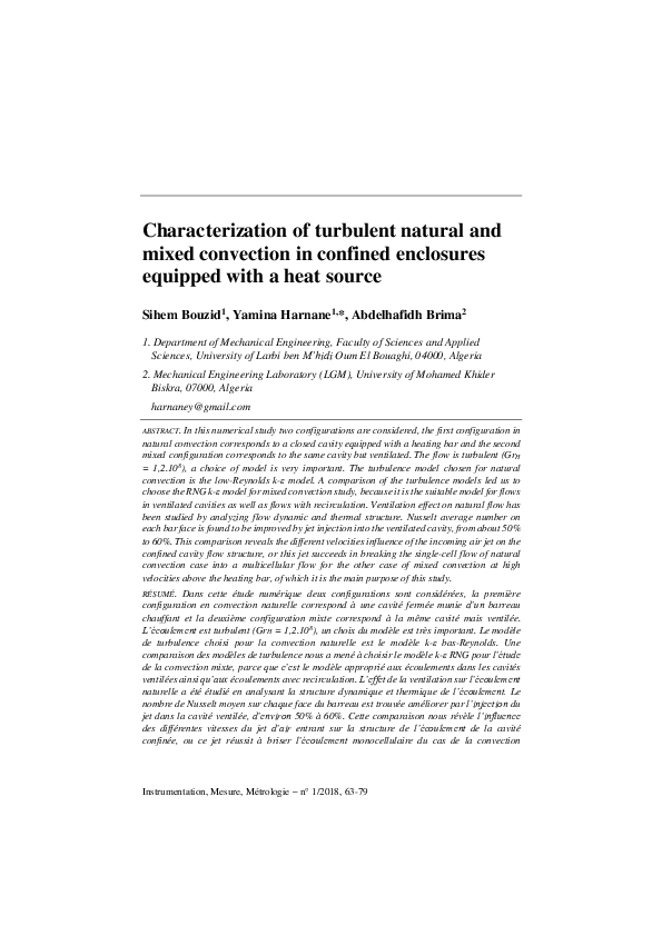 (PDF) Characterization of turbulent natural and mixed convection in ...