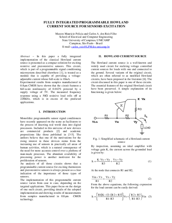(PDF) Fully integrated programmable Howland current source for sensors ...