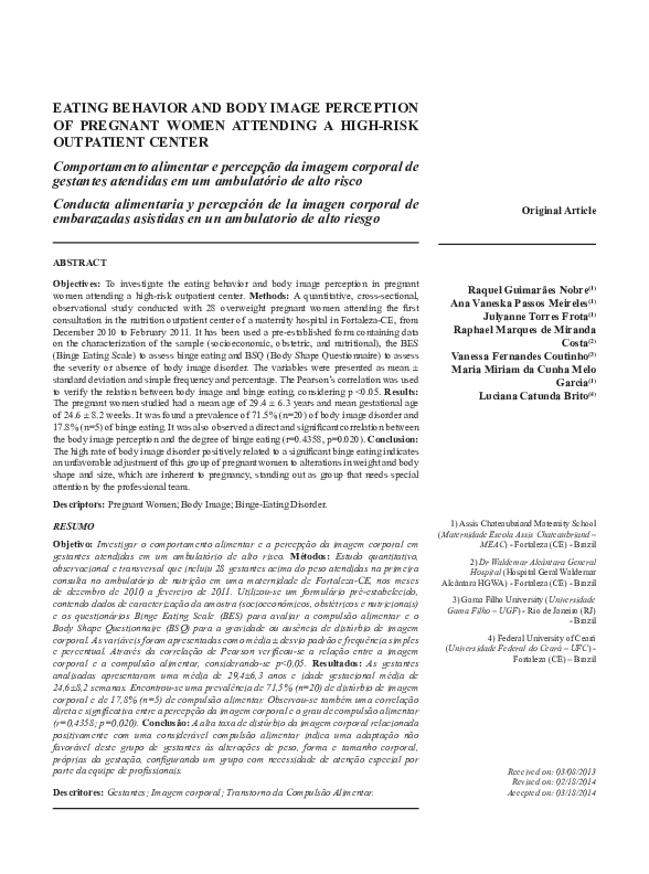 (PDF) Eating behavior and body image perception of pregnant women ...