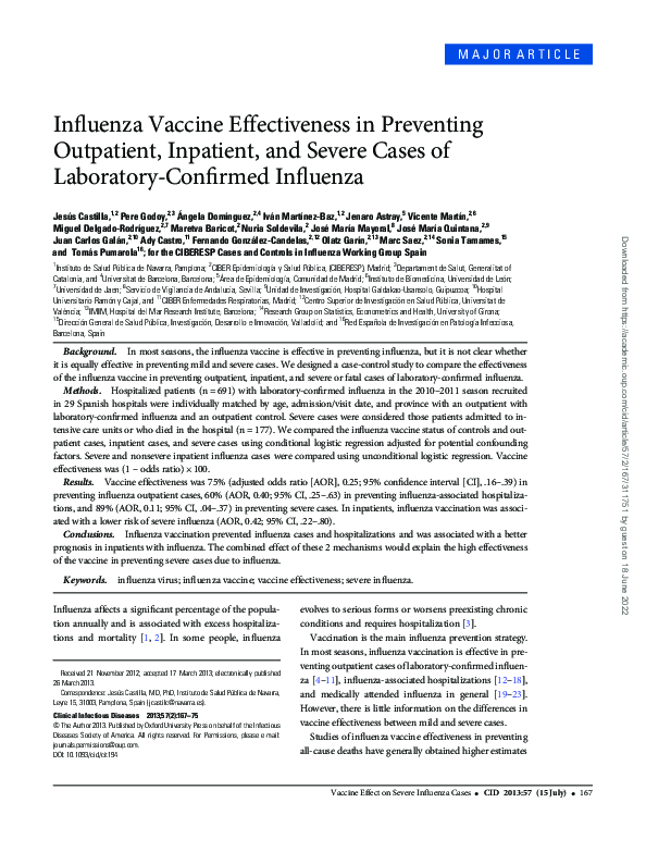 (PDF) Influenza Vaccine Effectiveness in Preventing Outpatient ...