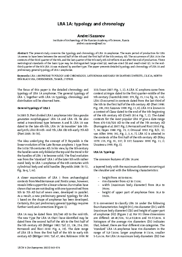 (PDF) LRA 1A: typology and chronology