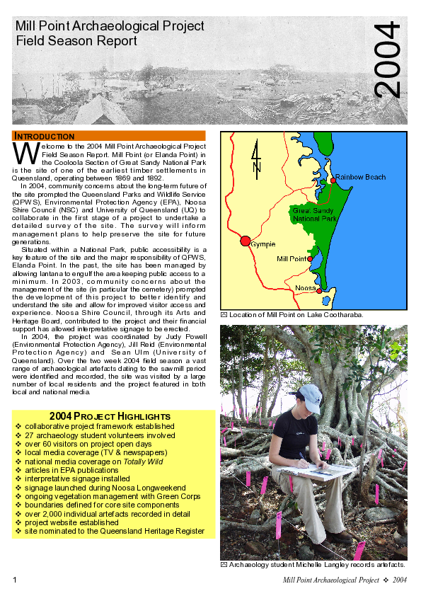 (PDF) Mill Point Archaeological Project Field Season Report 2005