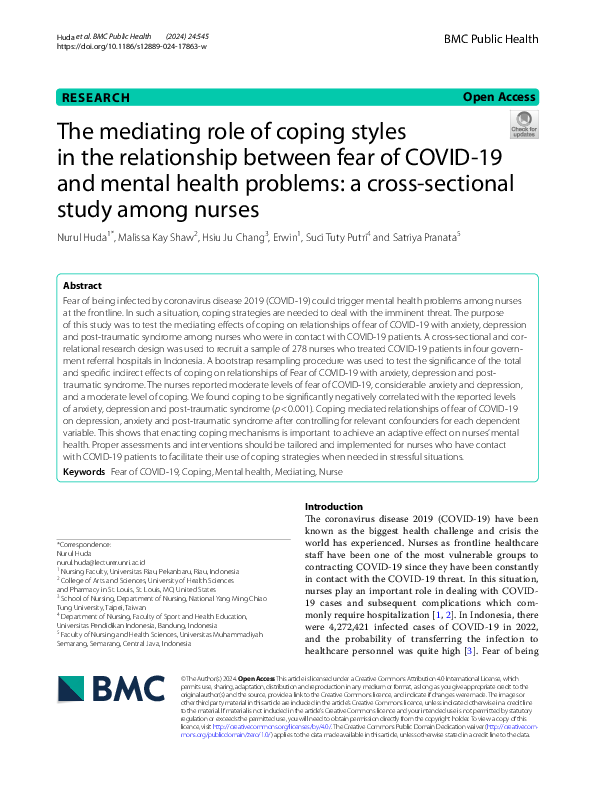 (PDF) The mediating role of coping styles in the relationship between ...