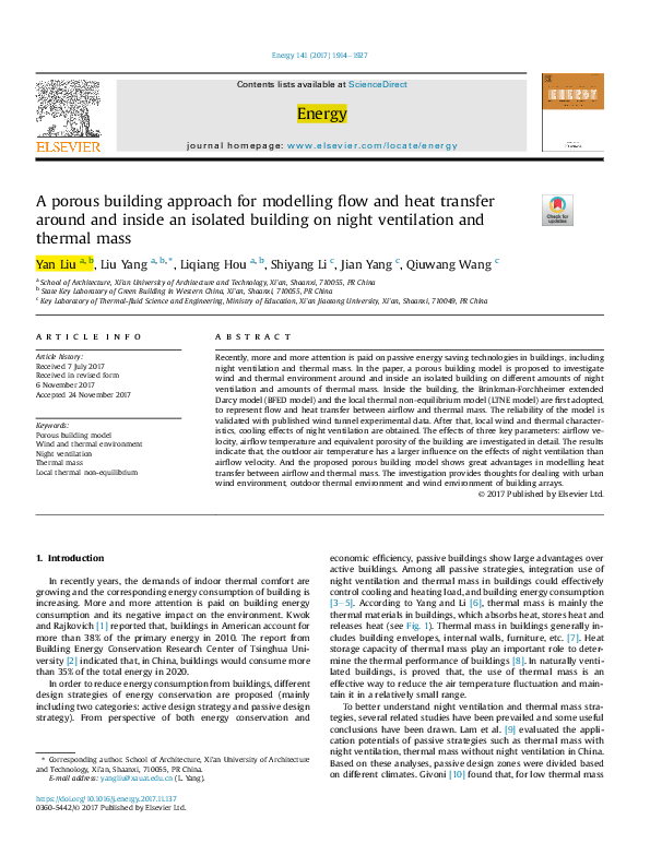 (PDF) A porous building approach for modelling flow and heat transfer ...
