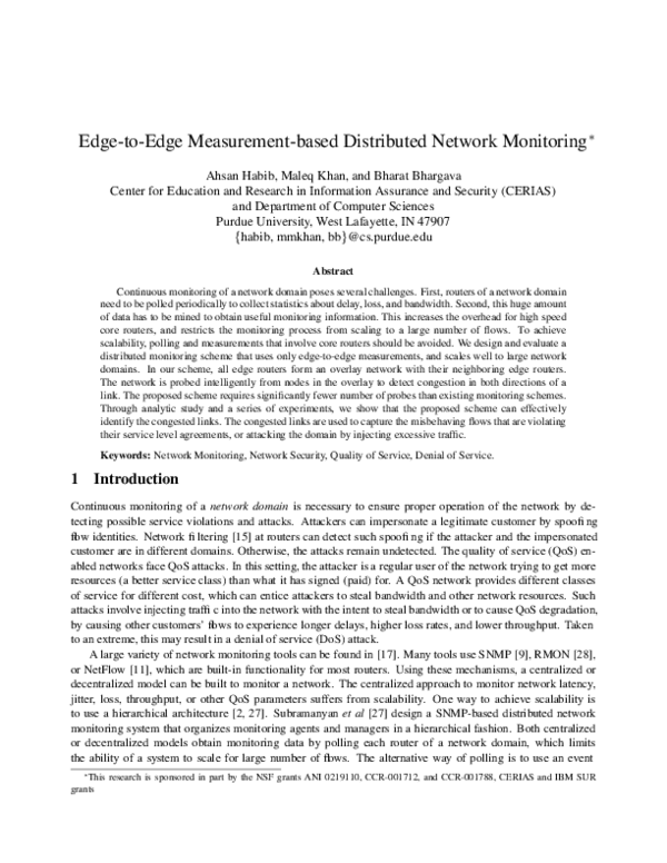(PDF) Edge-to-edge measurement-based distributed network monitoring