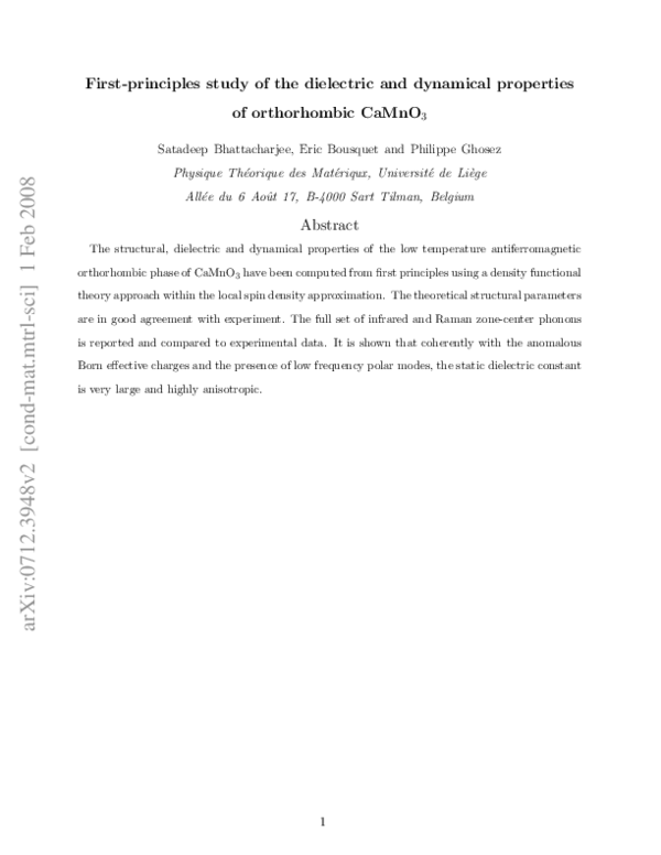 (PDF) First-principles study of the dielectric and dynamical properties ...