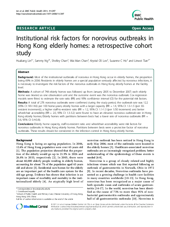 (PDF) Institutional risk factors for norovirus outbreaks in Hong Kong ...