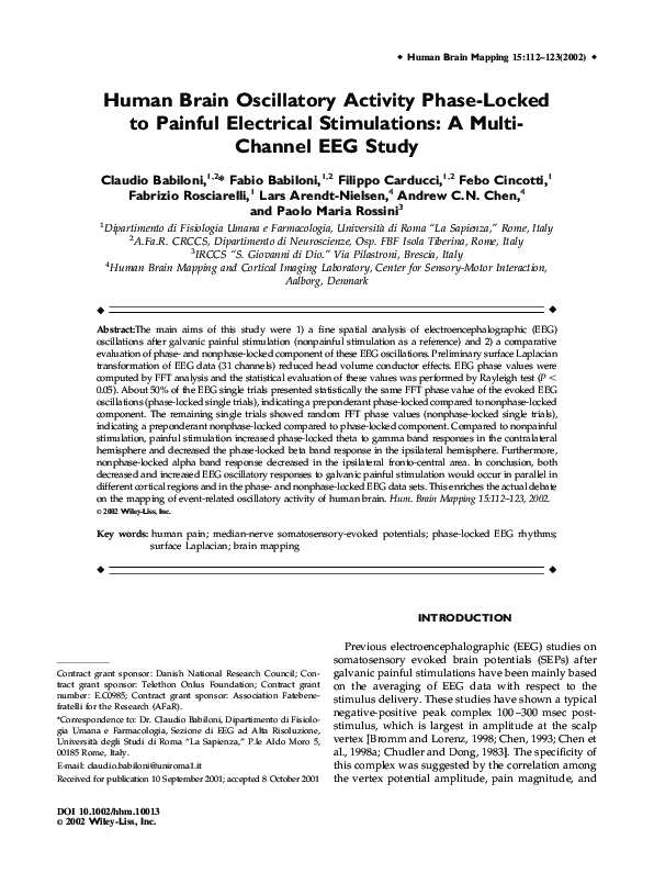 (PDF) Human brain oscillatory activity phase-locked to painful ...