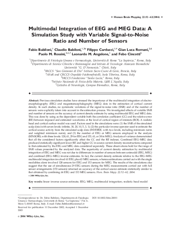 (PDF) Multimodal integration of EEG and MEG data: A simulation study ...