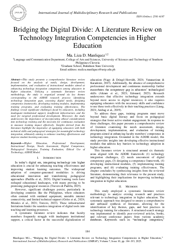 (PDF) Bridging the Digital Divide: A Literature Review on Technology ...
