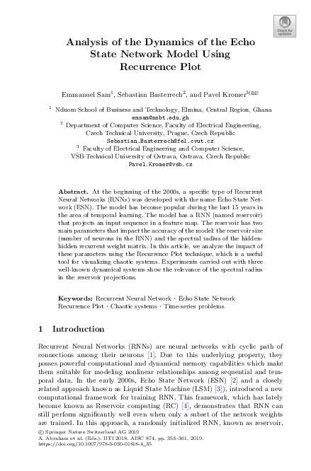 (PDF) Analysis of the Dynamics of the Echo State Network Model Using ...