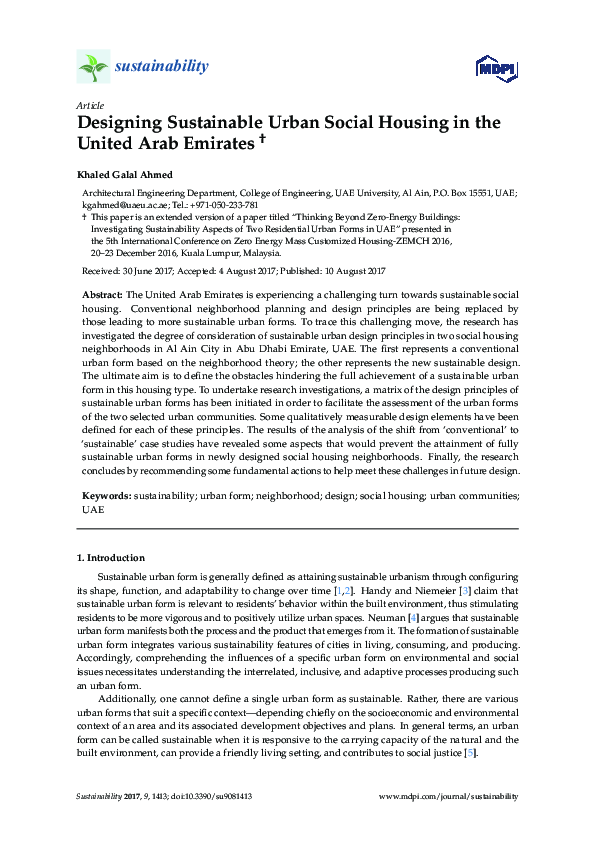 (PDF) Designing Sustainable Urban Social Housing in the United Arab ...