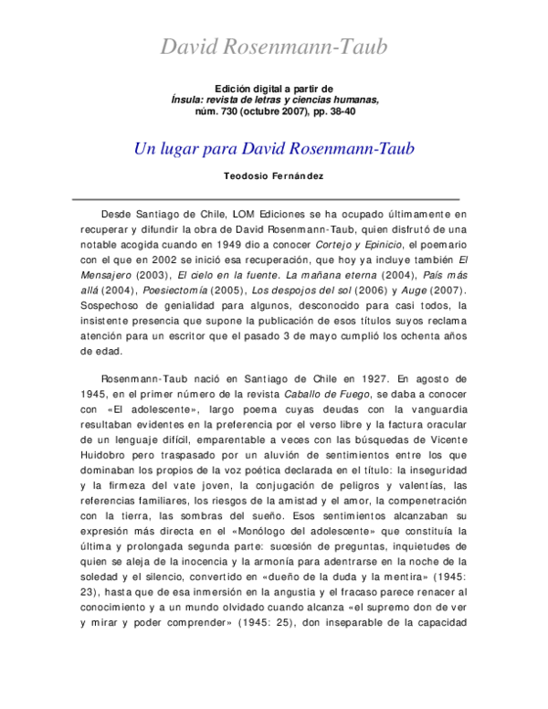 (PDF) Un lugar para David Rosenmann-Taub