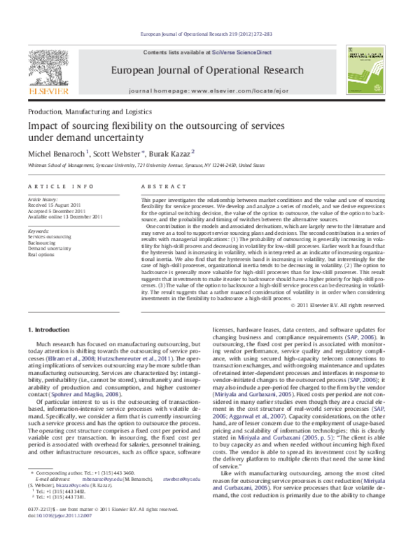 (PDF) Impact of sourcing flexibility on the outsourcing of services ...