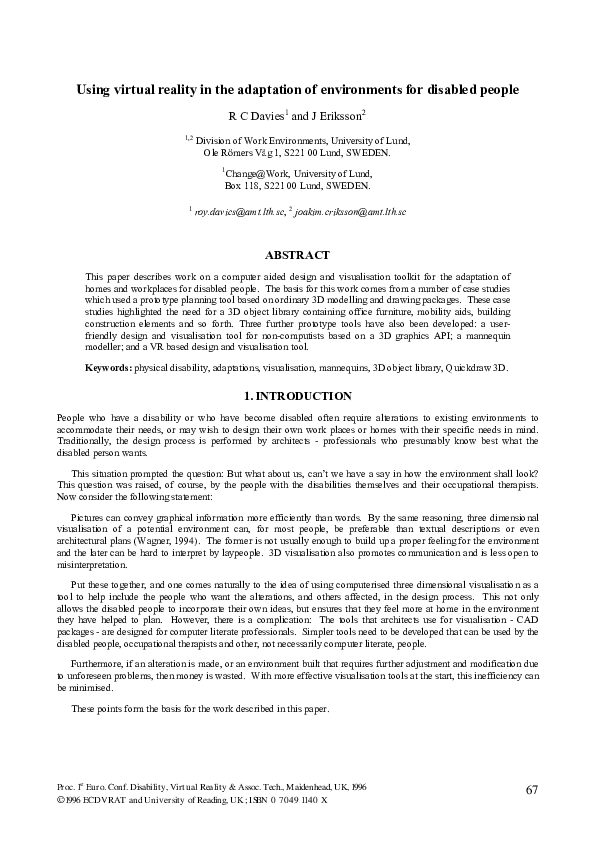 (PDF) Using virtual reality in the adaptation of environments for ...