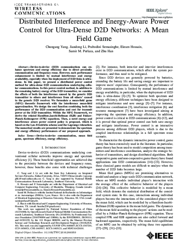 (PDF) Distributed Interference and Energy-Aware Power Control for Ultra ...