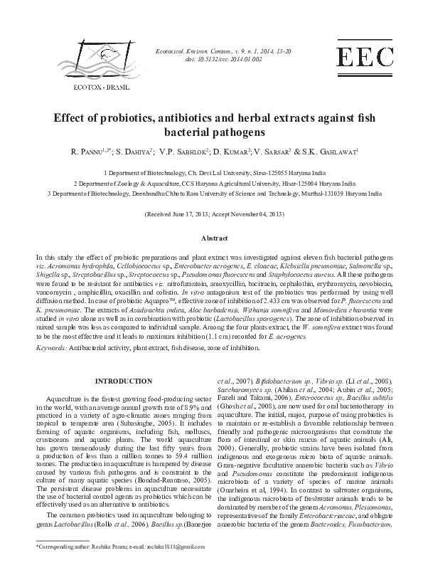 (PDF) Effect of probiotics, antibiotics and herbal extracts against ...