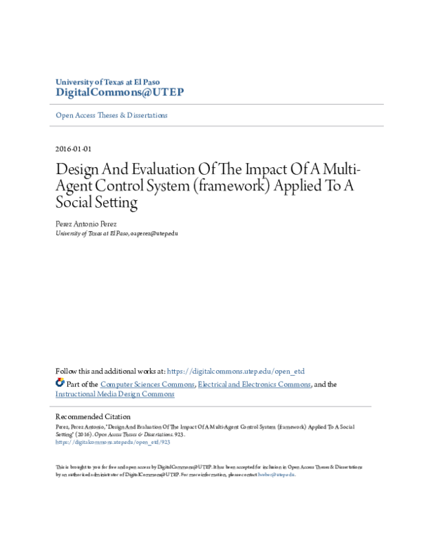 (PDF) Design and evaluation of the impact of a multi-agent control ...