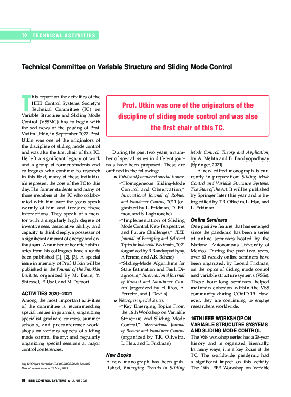 (PDF) Technical Committee on Variable Structure and Sliding Mode ...