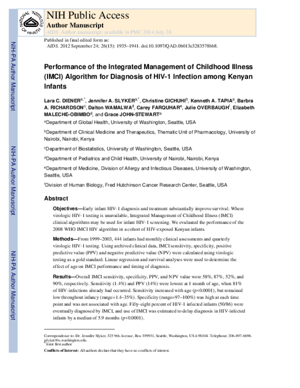 (PDF) Performance of the integrated management of childhood illness ...
